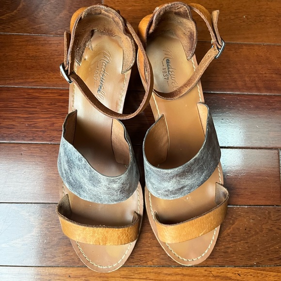 Madewell Warren cognac and silver block heel sandal - 8 - Picture 5 of 6